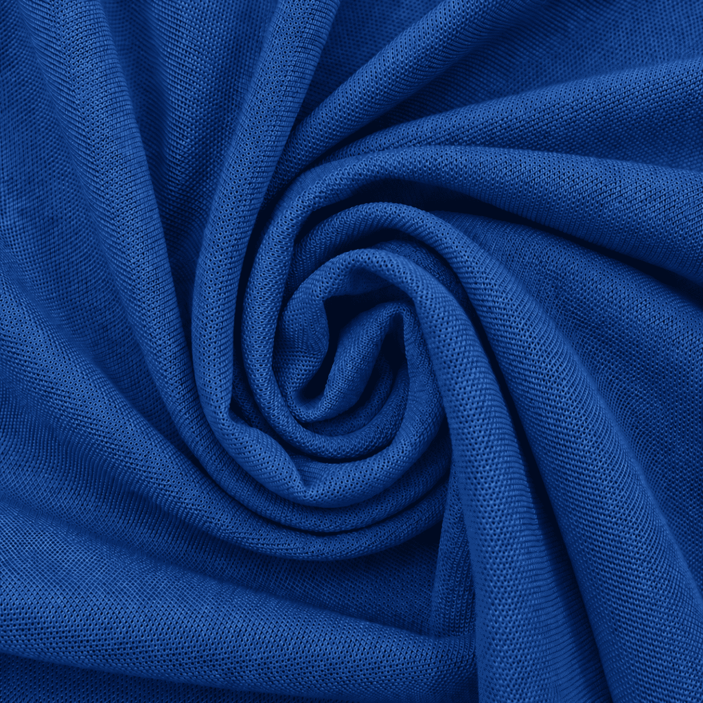 Close-up of Cobalt pique knit polo fabric showing texture, weave detail and premium finish.