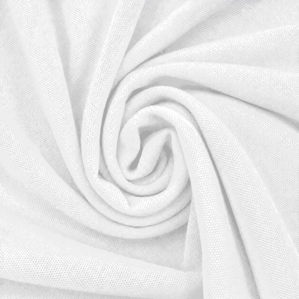 Close-up of White pique knit polo fabric showing texture, weave detail and premium finish.