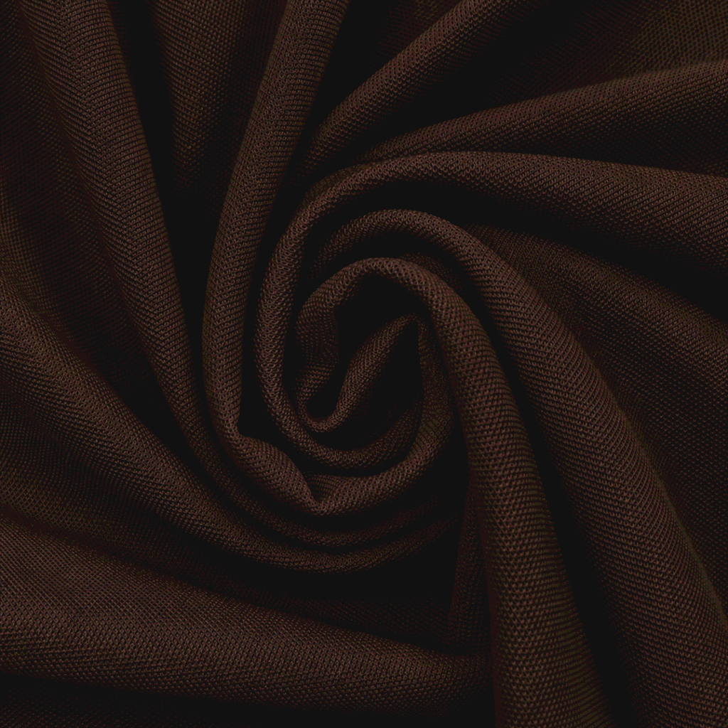 Close-up of Dark Brown pique knit polo fabric showing texture, weave detail and premium finish.
